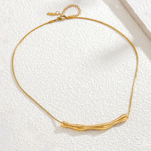 Gold-Plated Textured Bar Necklace