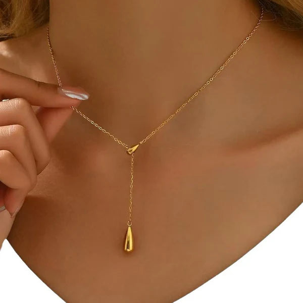 Gold-Plated Drop Cone Anti Tarnish Pendant Chain For Women