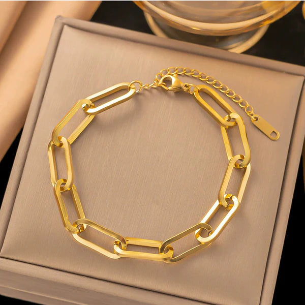 Anti Tarnish Gold Plated Link Chain Bracelet For Woman