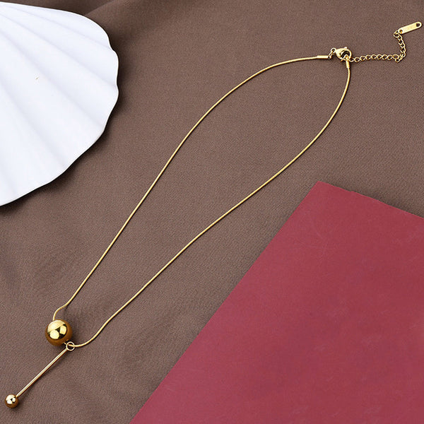 Gold Plated Anti-Tarnish Round Pendant Necklace for Women
