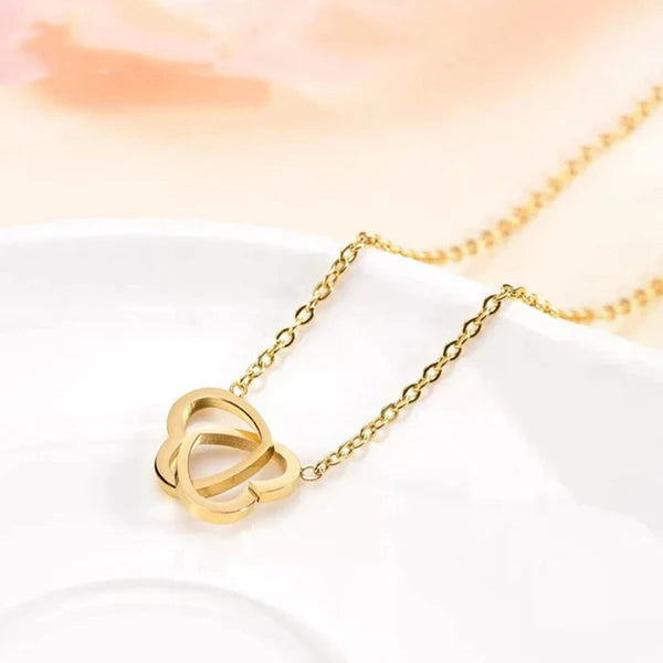 Linked Hearts Gold Plated Anti Tarnish Necklace for Woman