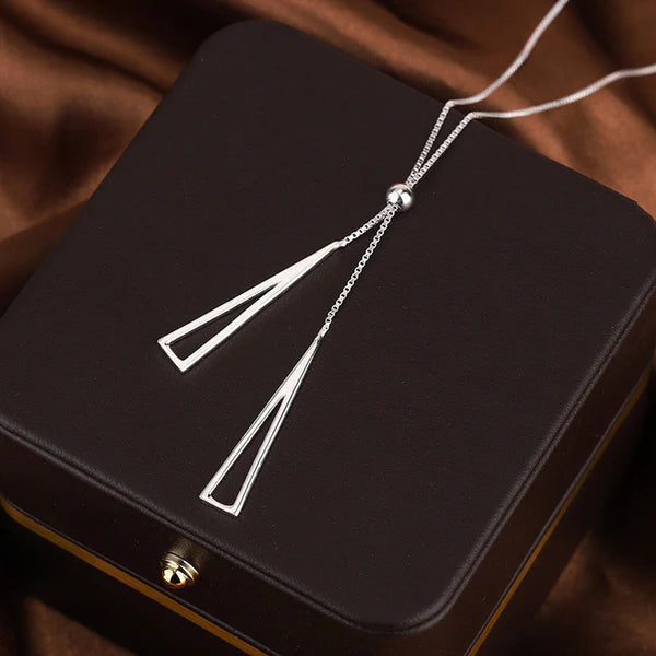 Silver Plated Geometric Lariat Premium Pendant Necklace For Women