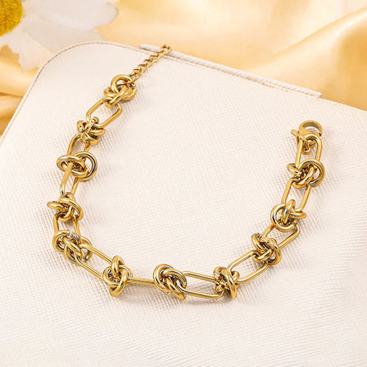 Anti Tarnish Gold Knot Link Bracelet for Women