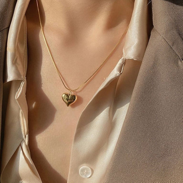 Minimal Heart Pendant Necklace – Anti-Tarnish Gold For Women