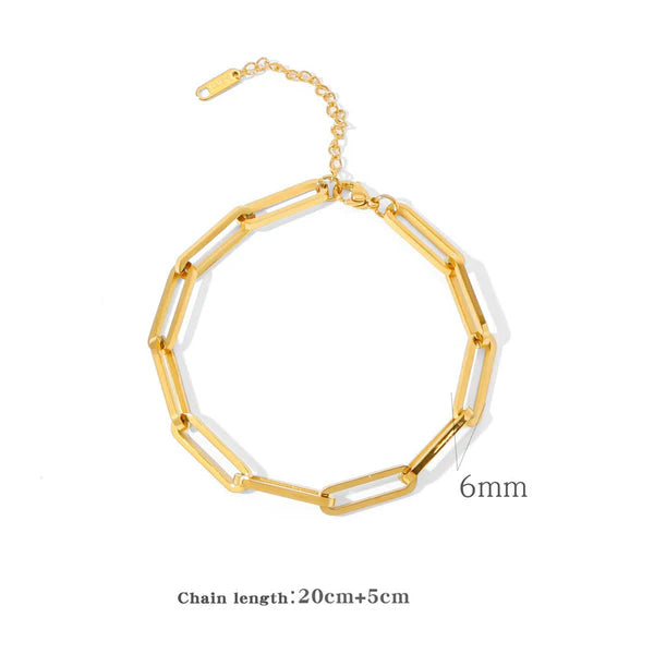 Anti Tarnish Gold Plated Link Chain Bracelet For Woman