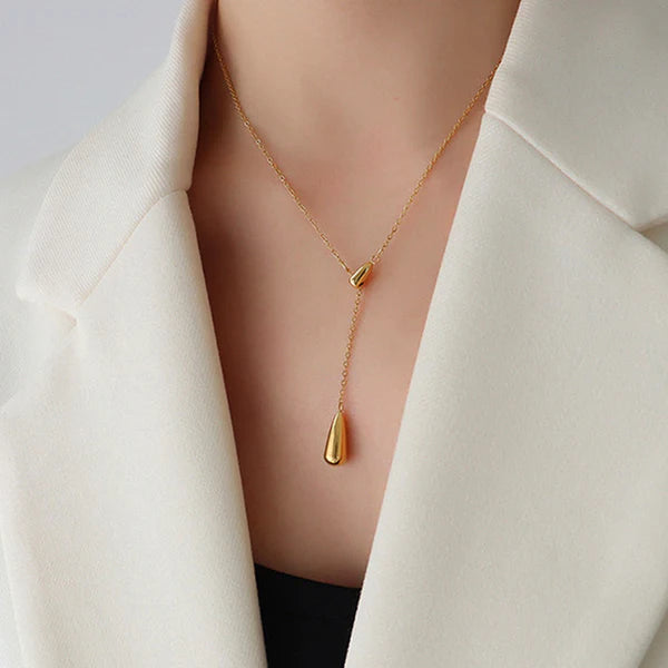 Gold-Plated Drop Cone Anti Tarnish Pendant Chain For Women
