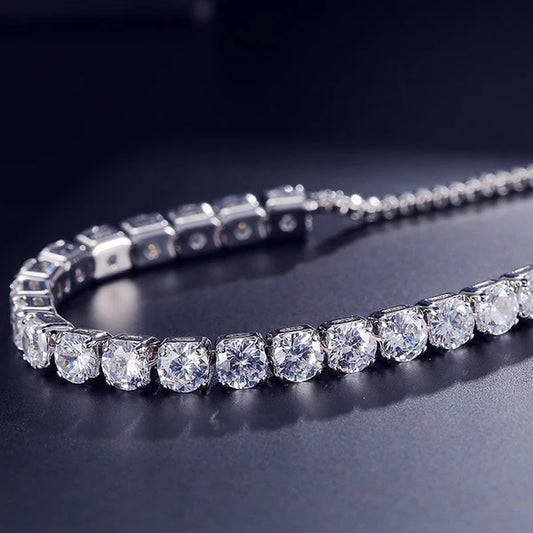 Silver Adjustable Tennis Stone Bracelet For Women