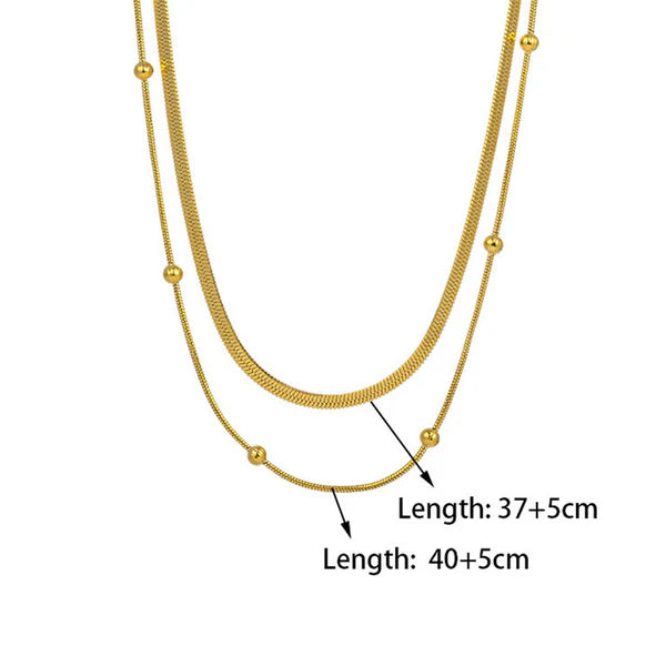 Dual Layer Gold-Plated Anti Tarnish Chain Necklace for Women