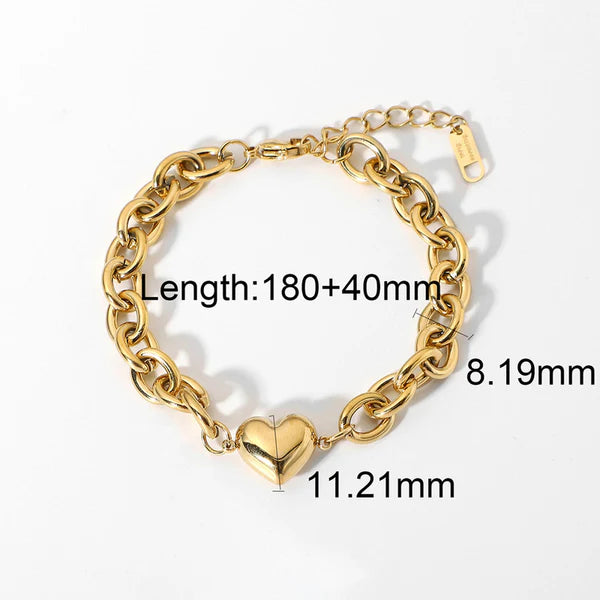 Anti Tarnish Gold-Plated Heart Charm Bracelet for Women