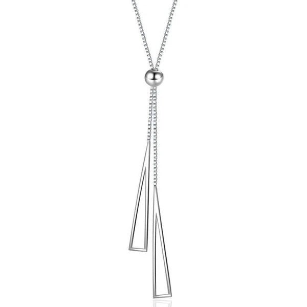 Silver Plated Geometric Lariat Premium Pendant Necklace For Women