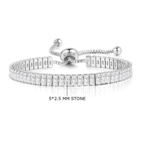 Silver Adjustable American Diamond Bracelet