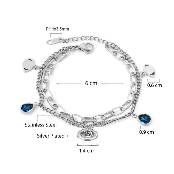 Evil Eye Silver Charm Bracelet – Anti Tarnish Jewellery