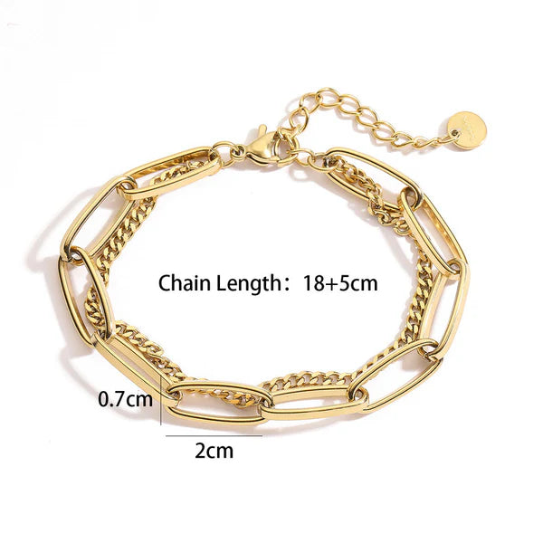 Anti Tarnish Dual Chain Gold Plated Bracelet for Women