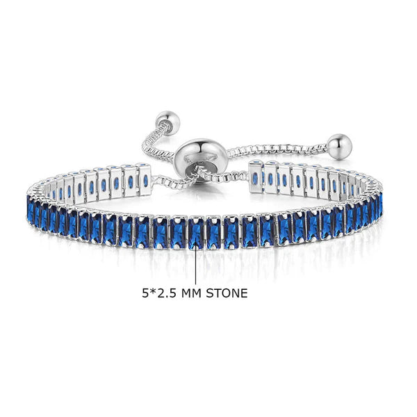 Anti Tarnish Silver Blue Stone Adjustable Bracelet For Woman