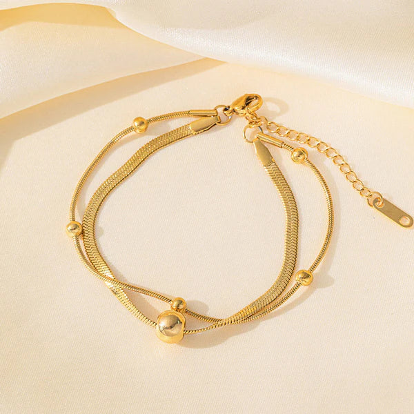 Gold Plated Double Chain Ball Bracelet – Anti Tarnish Jewellery For Women