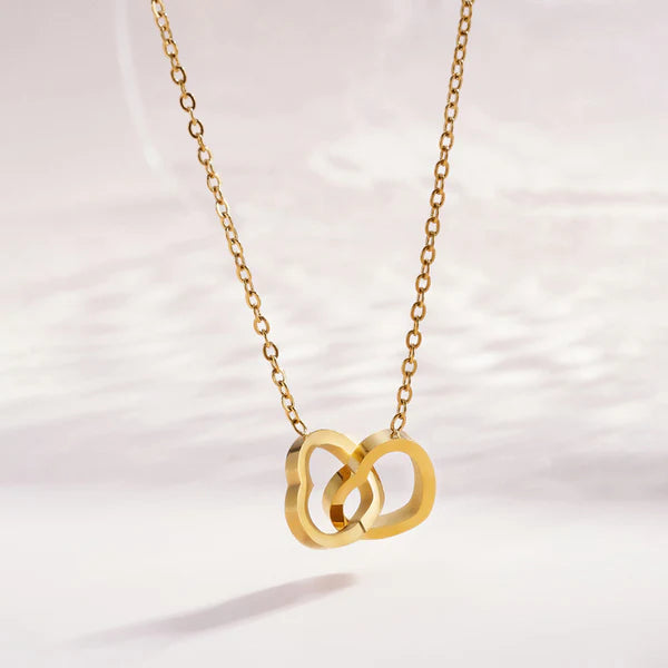 Linked Hearts Gold Plated Anti Tarnish Necklace for Woman