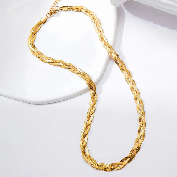 Gold-Plated Anti Tarnish Thick Snake Chain Triple Strand Necklace For Women