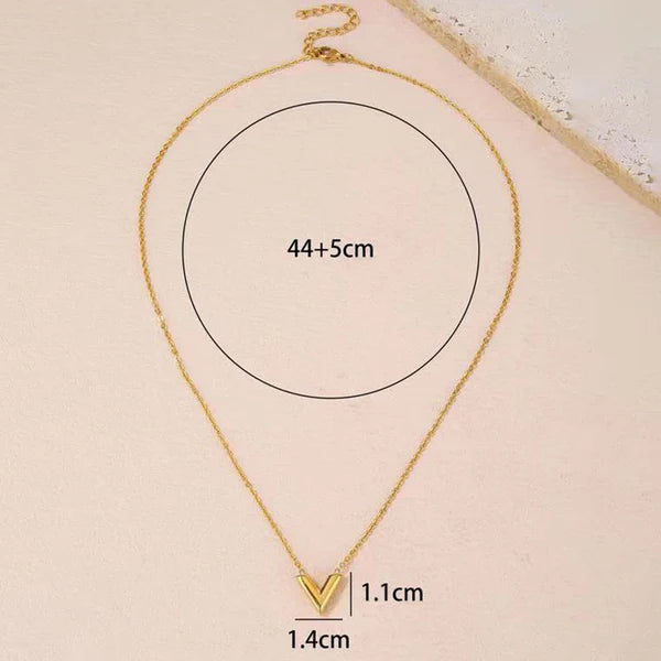 Gold-Plated V Pendant Necklace for Women