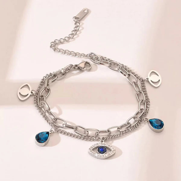 Evil Eye Silver Charm Bracelet – Anti Tarnish Jewellery