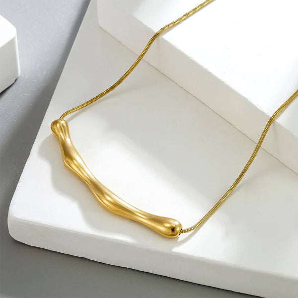 Gold-Plated Textured Bar Necklace