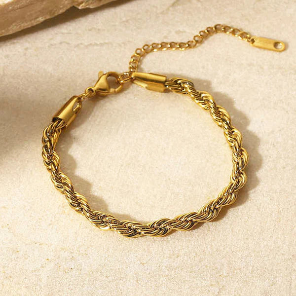 Anti Tarnish Classic Gold Rope Chain Bracelet For Women