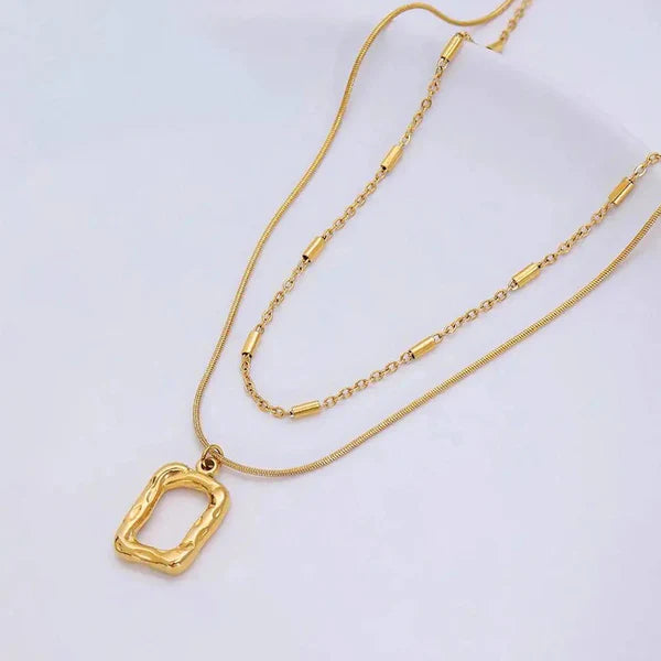 Gold Plated Textured Pendant Layered Chain – Anti Tarnish Jewellery For Women