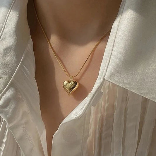 Minimal Heart Pendant Necklace – Anti-Tarnish Gold For Women
