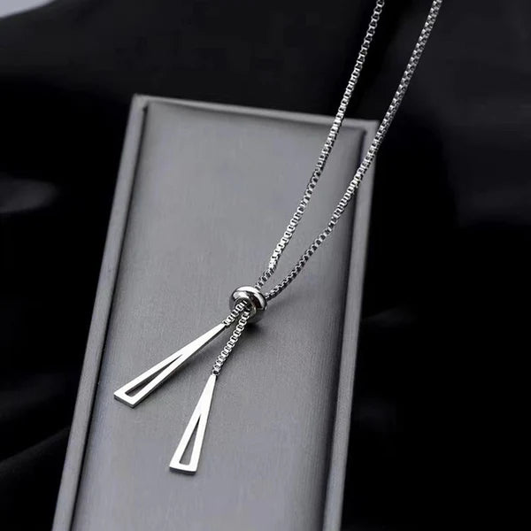 Silver Plated Geometric Lariat Premium Pendant Necklace For Women