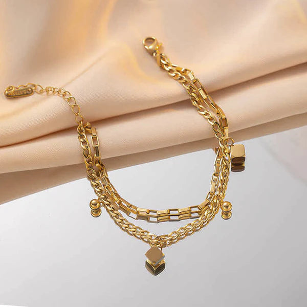 Layered Gold Charm Bracelet – Anti-Tarnish For Woman