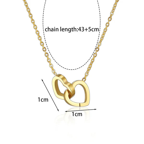 Linked Hearts Gold Plated Anti Tarnish Necklace for Woman