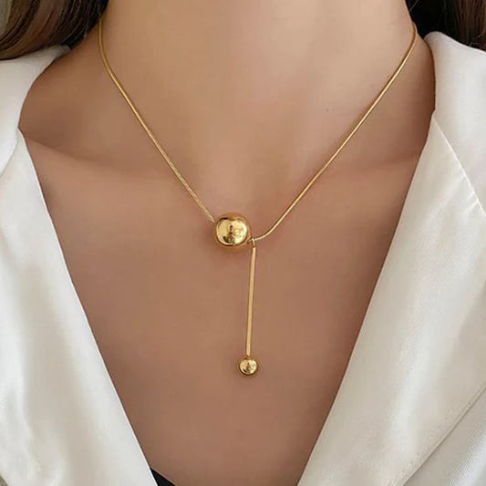 Gold Plated Anti-Tarnish Round Pendant Necklace for Women