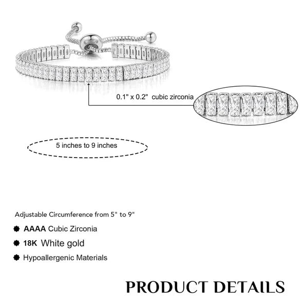 Silver Adjustable American Diamond Bracelet