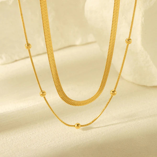 Dual Layer Gold-Plated Anti Tarnish Chain Necklace for Women
