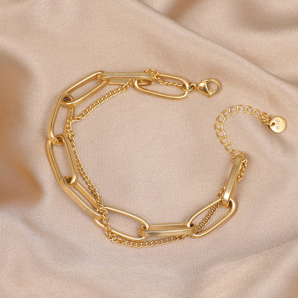Anti Tarnish Dual Chain Gold Plated Bracelet for Women