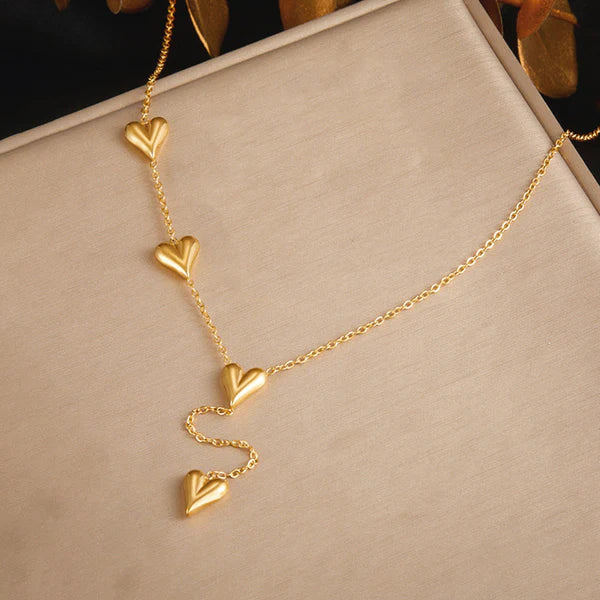 Stylish Gold Plated Multi-Heart Necklace for Women
