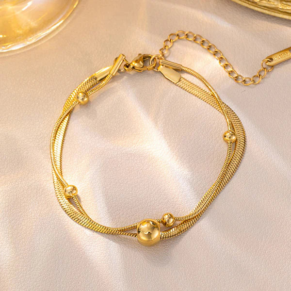 Gold Plated Double Chain Ball Bracelet – Anti Tarnish Jewellery For Women