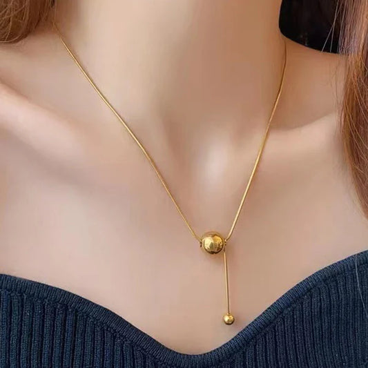 Gold Plated Anti-Tarnish Round Pendant Necklace for Women