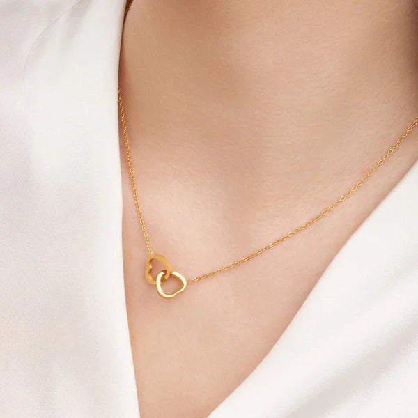 Linked Hearts Gold Plated Anti Tarnish Necklace for Woman