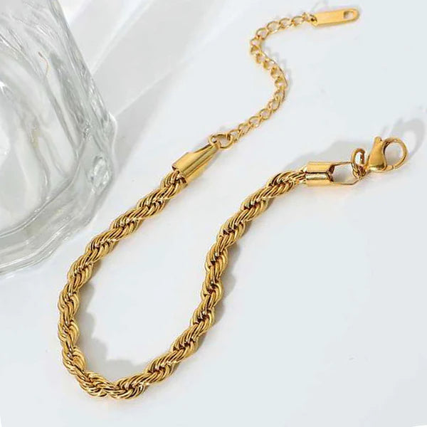 Anti Tarnish Classic Gold Rope Chain Bracelet For Women