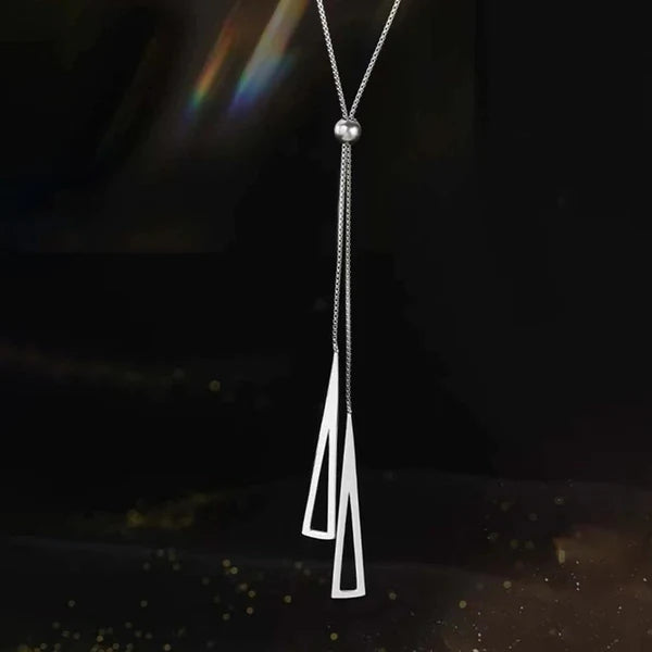 Silver Plated Geometric Lariat Premium Pendant Necklace For Women