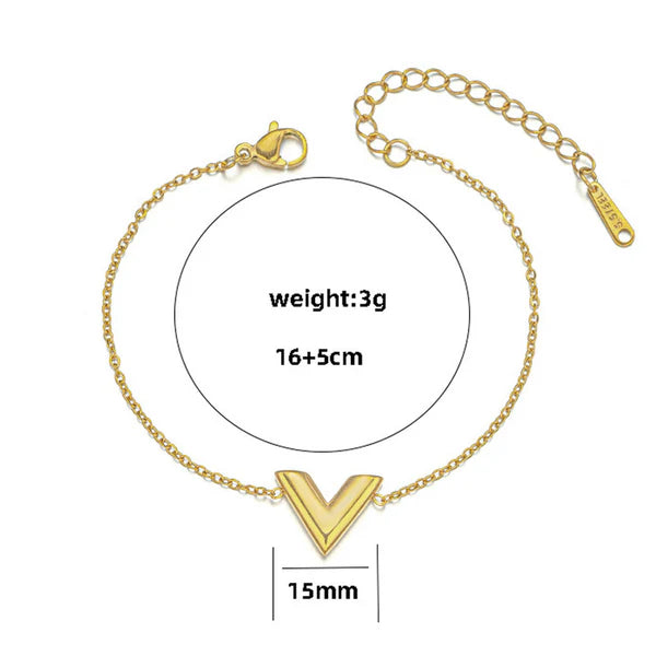 Minimal V Charm Gold Bracelet – Anti Tarnish Jewellery