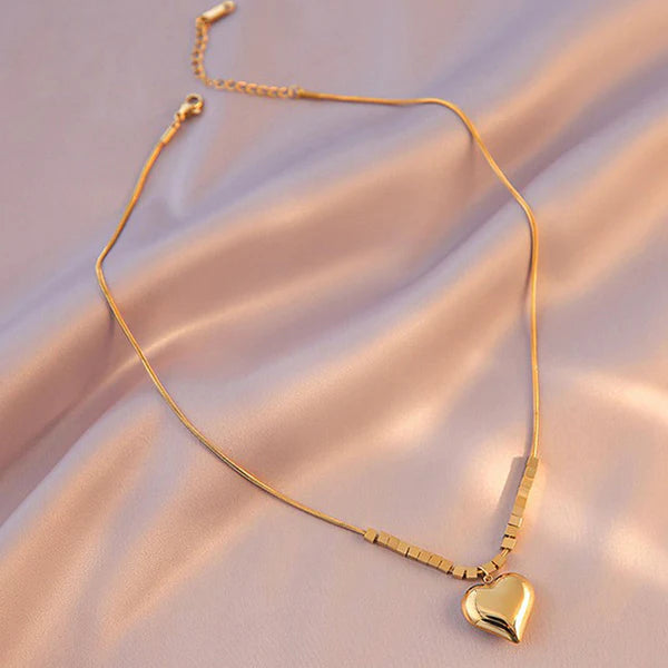 Golden Heart Charm Anti-Tarnish Necklace For Women