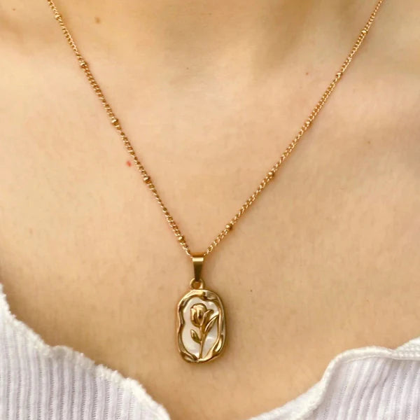 Gold Plated Anti-Tarnish Rose Anti Tarnish Pendant For Women