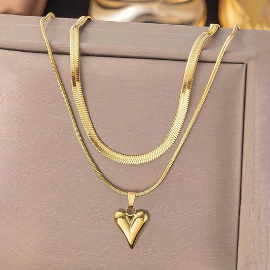 18K Gold-Plated Heart Themed Layered Premium Pendant/Necklace