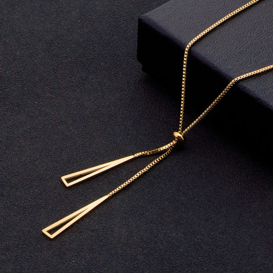18K Gold Plated Geometric Lariat Premium Pendant/Necklace For Women