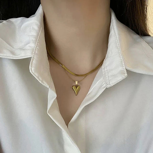 18K Gold-Plated Heart Themed Layered Premium Pendant/Necklace