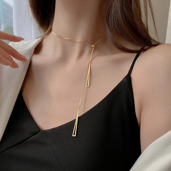 18K Gold Plated Geometric Lariat Premium Pendant/Necklace For Women