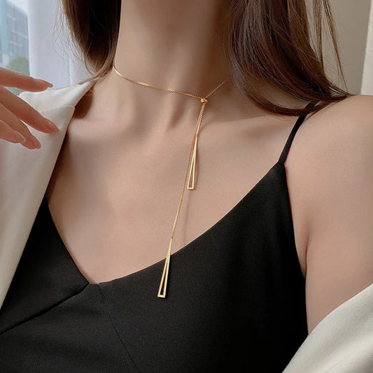 18K Gold Plated Geometric Lariat Premium Pendant/Necklace For Women
