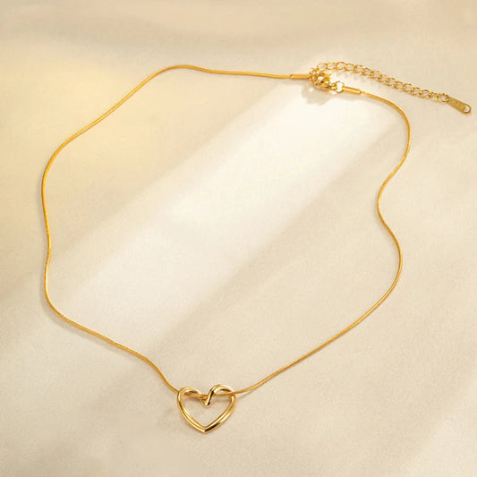 Gold Plated Open Heart Knot Anti-Tarnish Necklace for Women