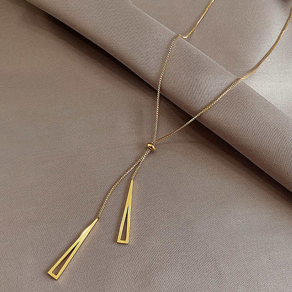 18K Gold Plated Geometric Lariat Premium Pendant/Necklace For Women